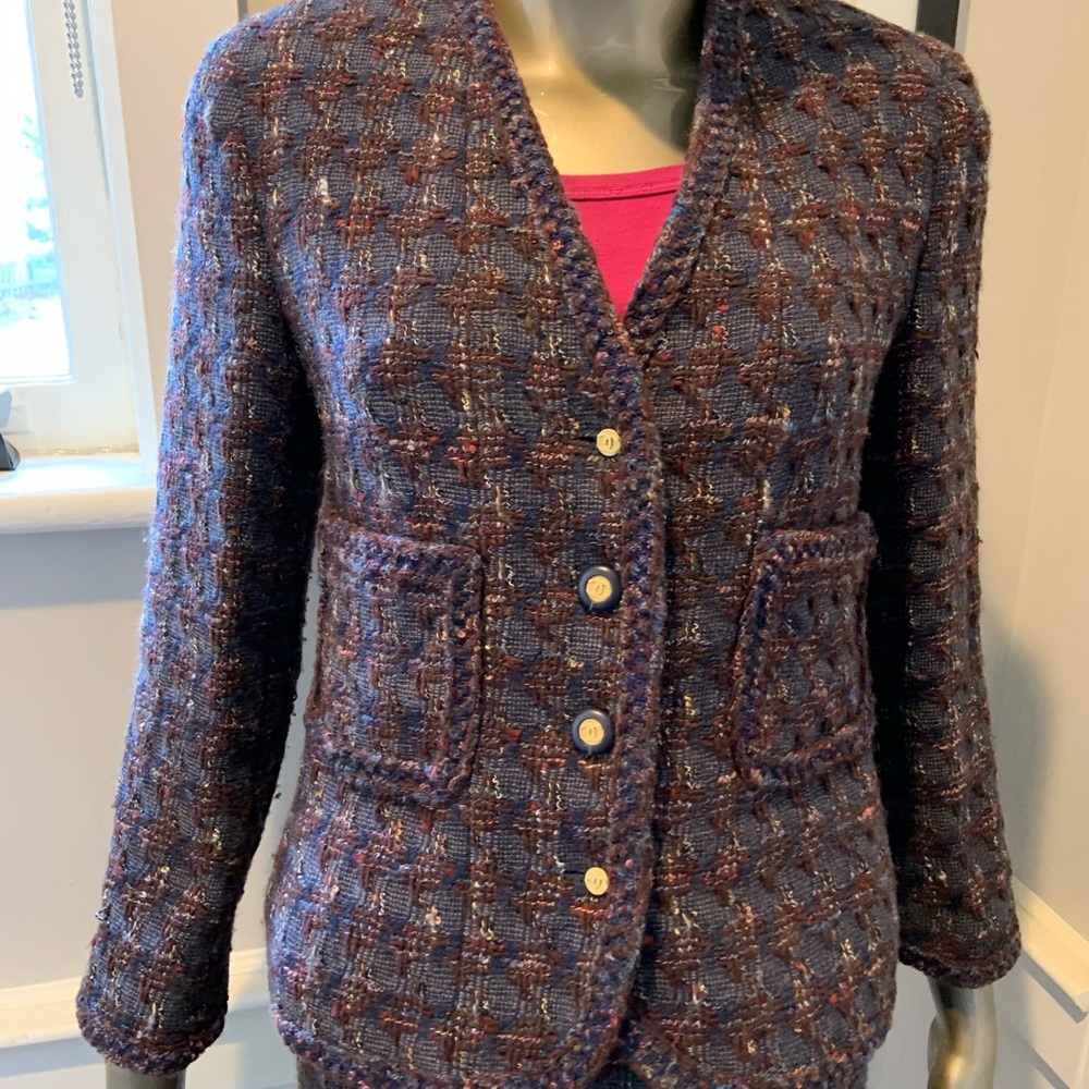 Chanel Classic Boucle Skirt Suit Jacket 38 Bust 40